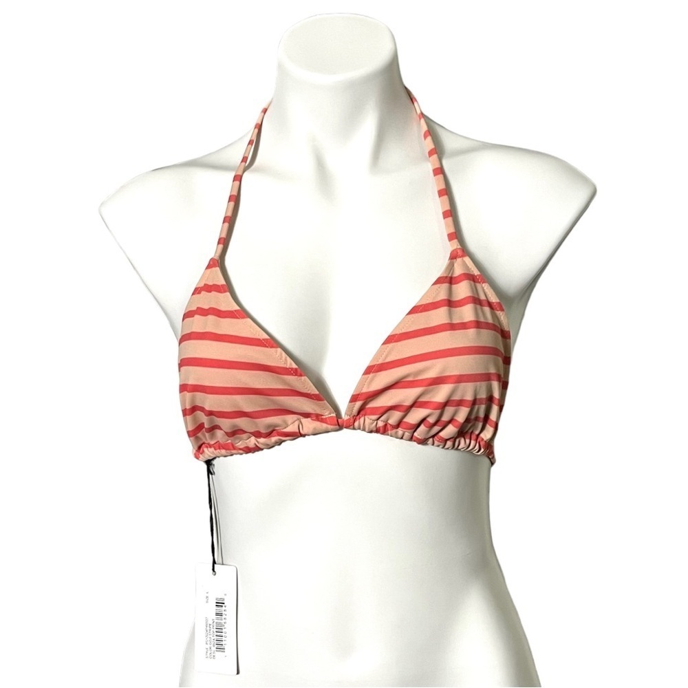 Rachel Pally Ibiza Bikini Top in Goji Stripe Size Large Peach/Coral